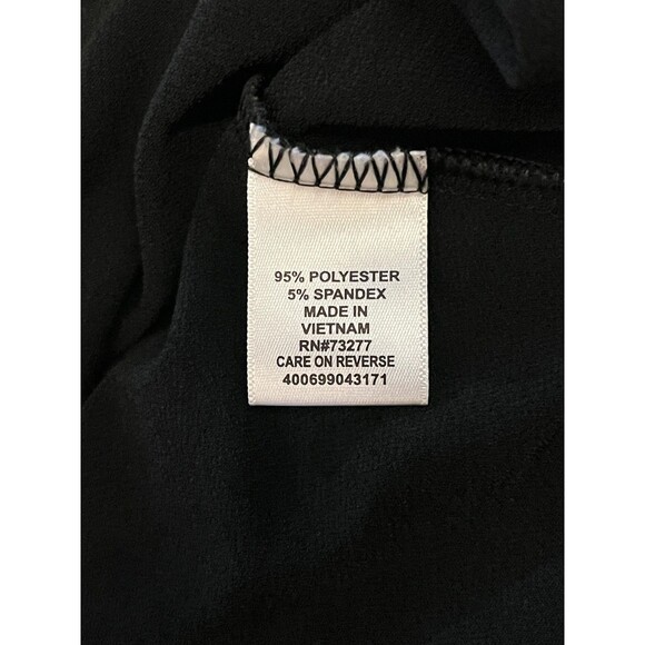 ELLE Shirt Womens Small Black White Peter Pan Collar Tie Neck Sleeveless Top - Picture 6 of 7